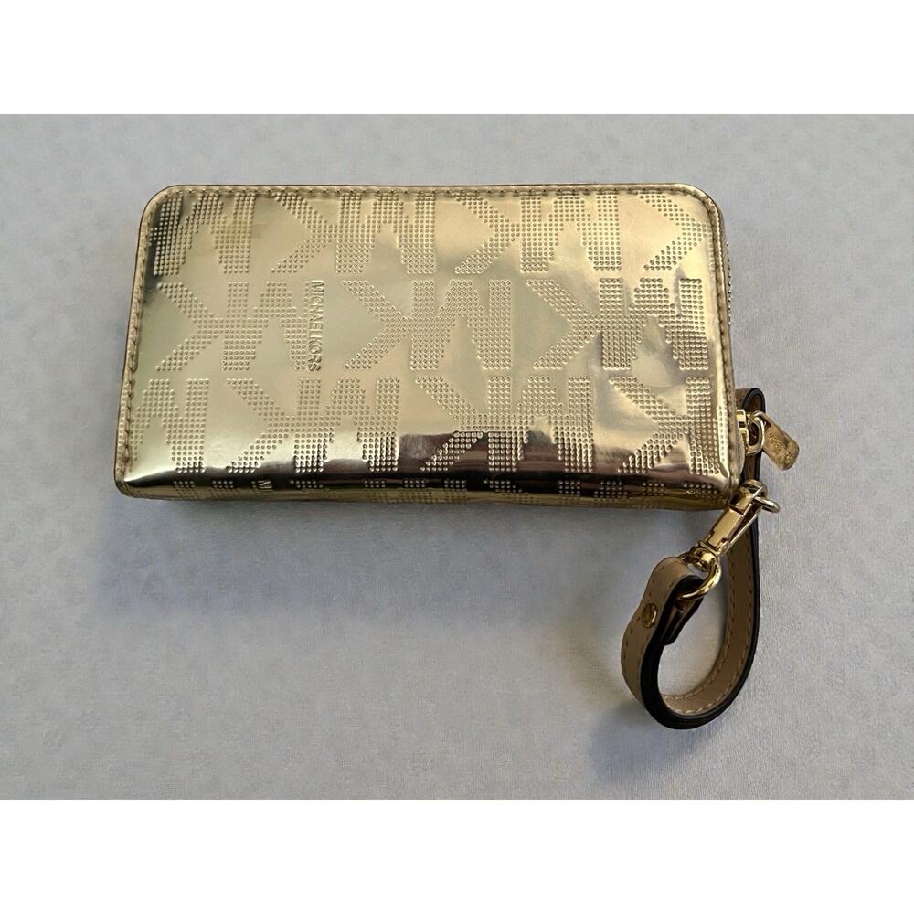 Michael Kors Jet Set Travel Continental Wristlet Wallet Gold - Picture 6 of 14